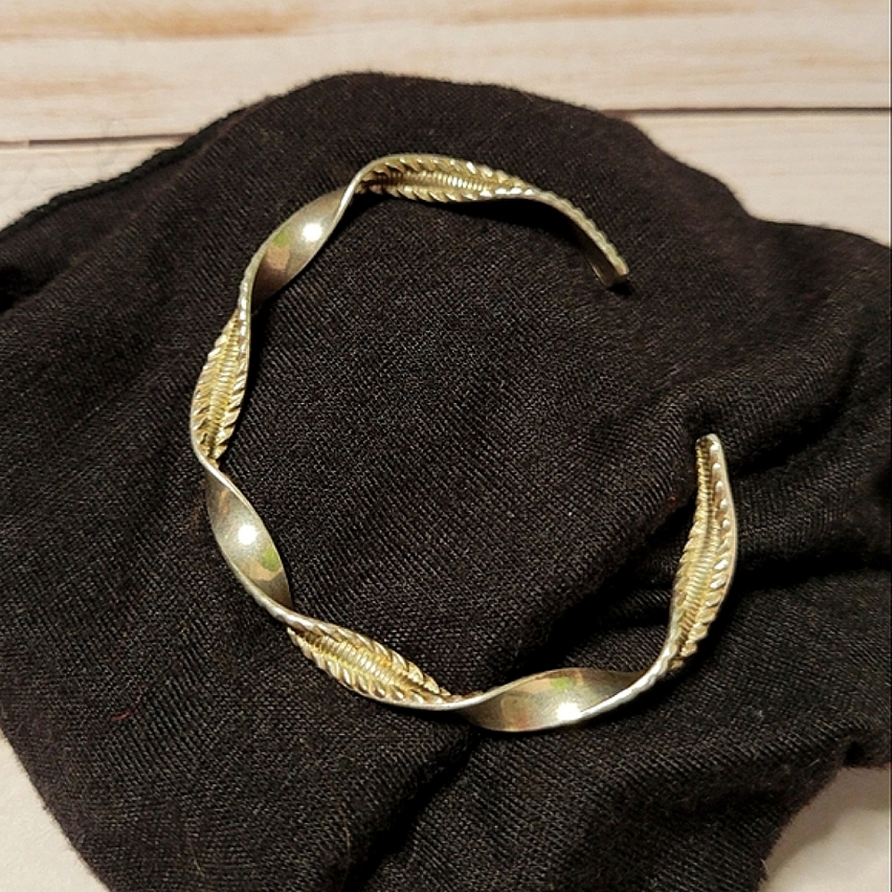 Sterling silver, beautiful hand-made adjustable cuff bracelet.